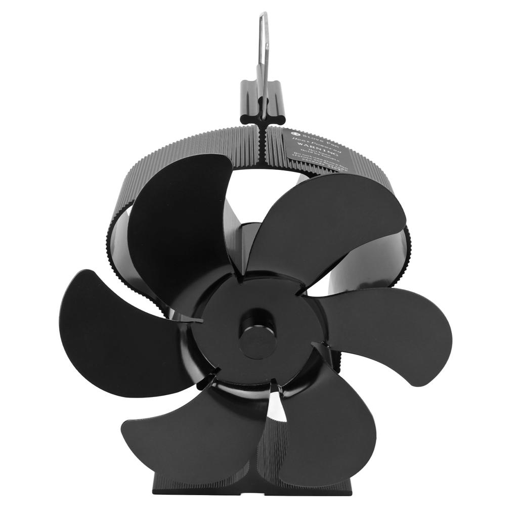 6 Blades Heat Powered Fireplace Fan Self Starting Eco Friendly Wood Stove Fan LT380 Black 152mm