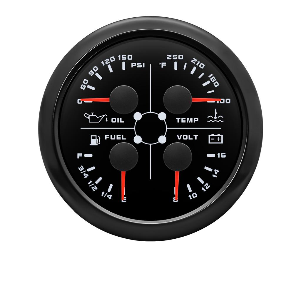 85 мм 4 в 1 Датчик Датчик давления масла Датчик температуры воды Датчик уровня топлива Вольтметр с сигнализацией Для морской лодки автомобиля Водонепроницаемый 12 В 24 В