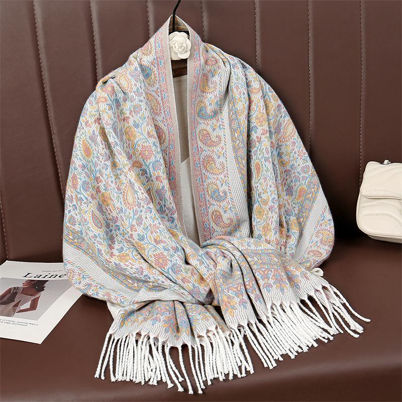 New Shawl Warm Winter Scarf Hijab Women Print Paisley Cashmere Pashmina Thick Wrap Head Neck Foulard Luxury Blanket Echarpe