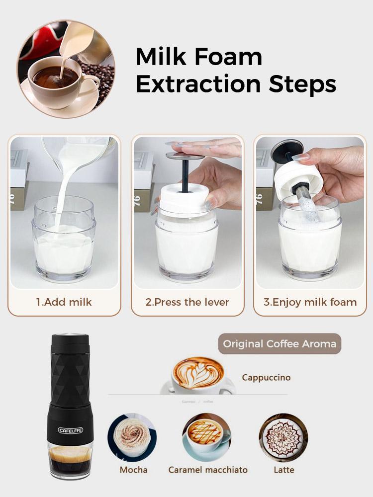 Cafelffe 3 в 1 Портативная кофемашина Горячая/Холодная вода Ручная эспрессо-машина Для капсул и молотого кофе Ручной пресс Заварник для походов Путешествий