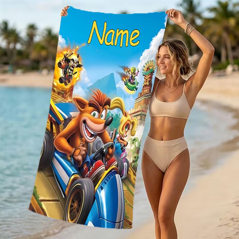 Customizable personalized beach towels Crash Bandicoot 4 It's About Time themed designs.Suitable for the beach, yoga, sports;ideal as beach accessorie