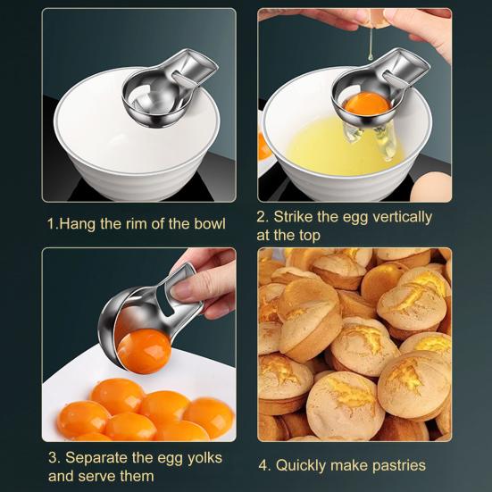 Stainless Steel Egg Yolk Separator Professional Grade Baking Tool with Hanging Hook Precision Filter Kitchen Gadget