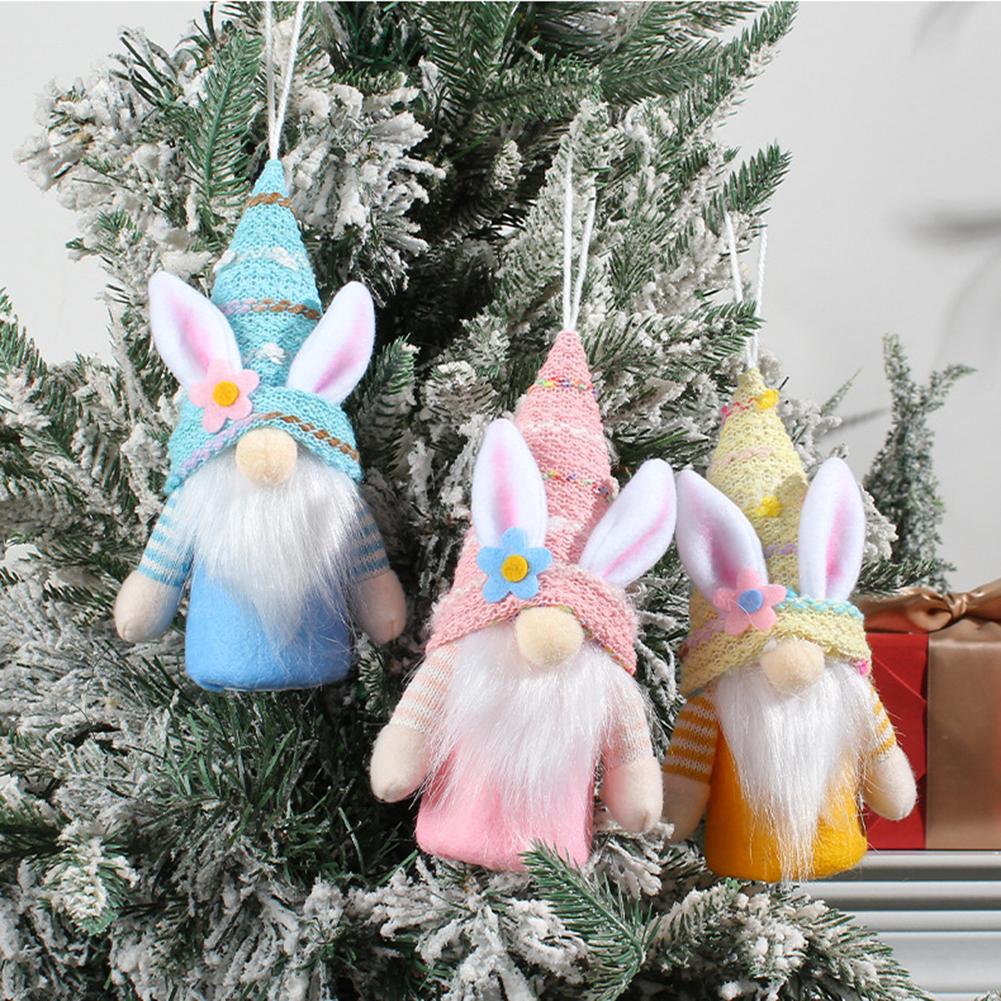 Easter Rabbit Ear With Light Luminous Faceless Gnome Dwarf Dolls Easter Decoration Rabbit Year Gift Kids Rabbit Toy
