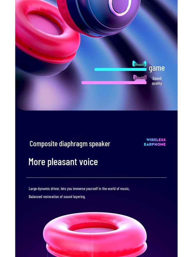 Bluetooth-ободок-наушники KE-12 со светодиодной подсветкой, HIFI Super Bass и долгим временем автономной работы