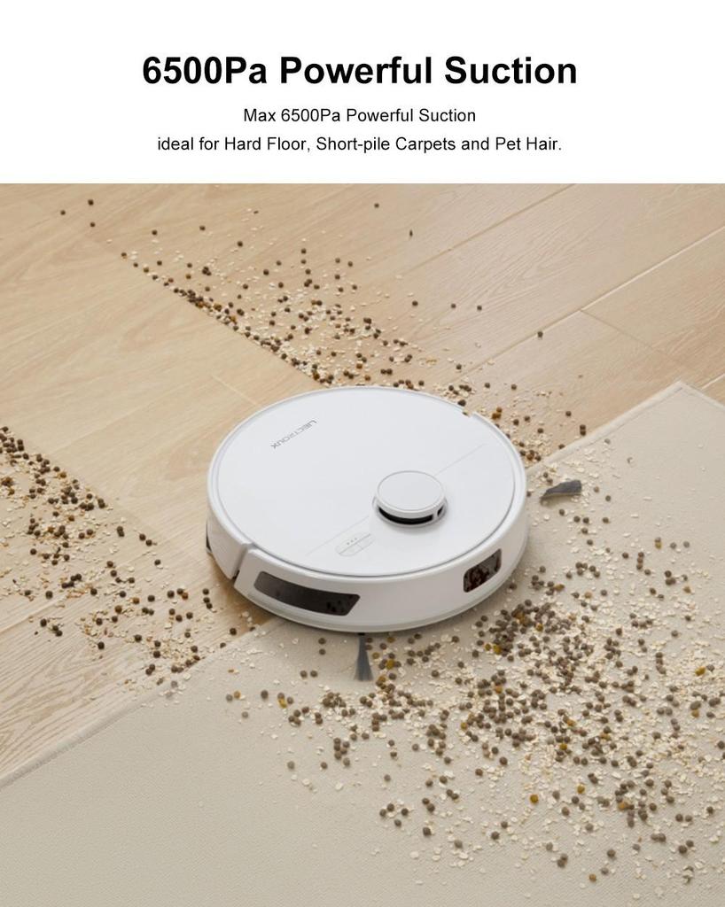 Робот-пылесос Liectroux M70 Pro Lidar с самоочищающимся пылесборником, хранением карт нескольких этажей, мощным всасыванием 6500 Па