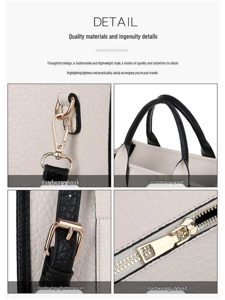 Two-Tone European & American Fashion Shoulder and Crossbody Large Tote Bag