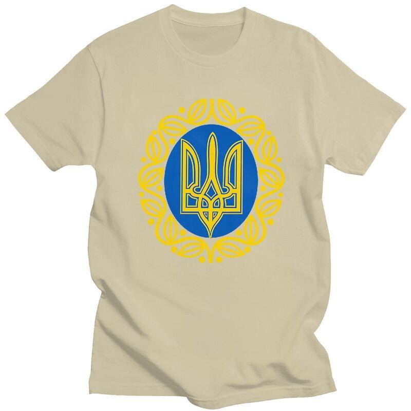 Мужская футболка с индивидуальным гербом и флагом Украины, короткий рукав, 100% хлопок, повседневная футболка, украинский трезубец, модная футболка