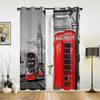 London Telephone Booth Curtains for Bedroom Living Room Drapes Kitchen Children's Room Window Curtain Modern Home Decor