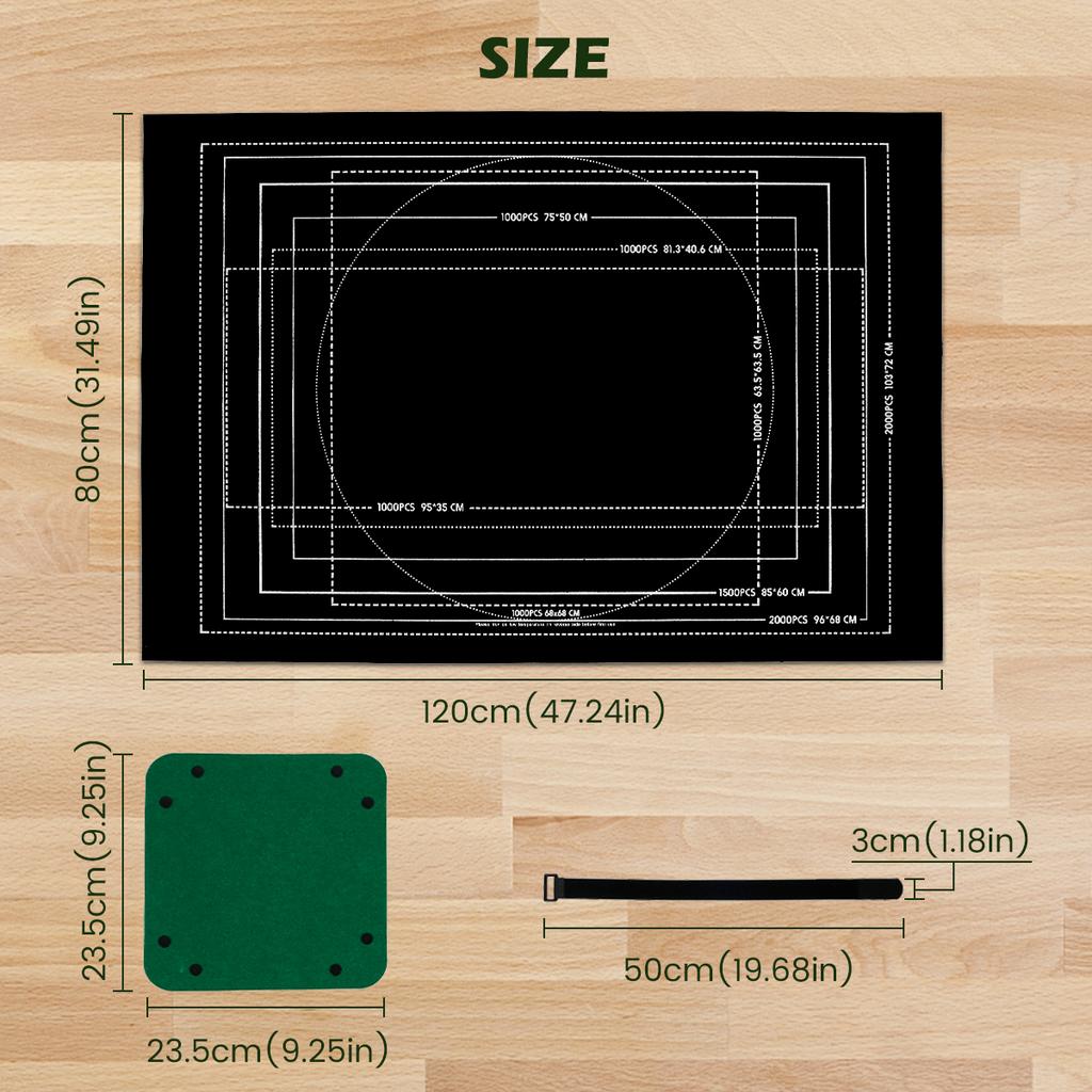 Jigsaw Puzzle Mat Roll Up, No Creases Saver Pad Up To 2000 Pieces, Large Puzzle Matte Rollup with 6 Sorting Trays 1 Storage Bag