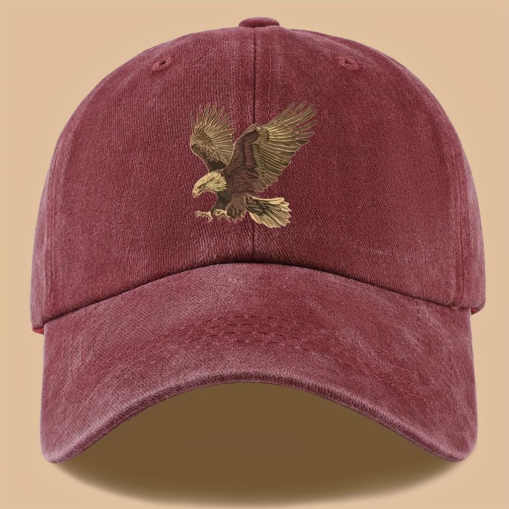 Eagle print baseball cap, adjustable for both men and women, suitable for hiking, fishing, and vacation exploration