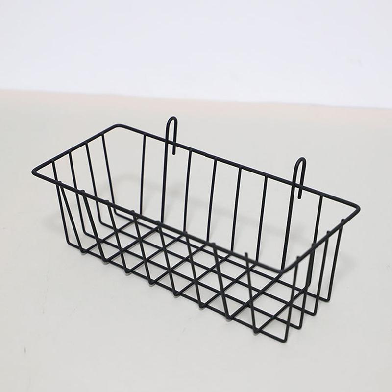 Metal Decorative Storage Basket Iron Grid Flower Pot Hanging Shelf Display Rack
