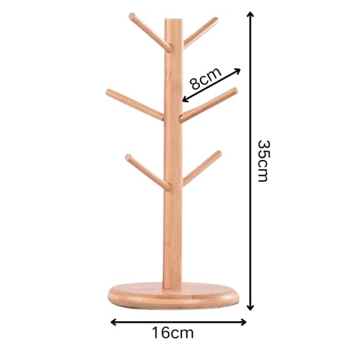 Soarun Bamboo Mug Tree, Cup Stand, Cup Rack, Drainer, Dryer, Coffee Cup Holder, Kitchen Storage