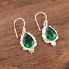 Green Emerald Gemstone Earrings Jewelry, Handmade Gorgeous Silver Earrings , 925 Sterling Silver Jewelry For Wedding Gift