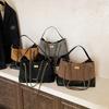 Bag Women's New Contrasting Color Retro Matte Chain One Shoulder Underarm Bag Portable Messenger Tote Bag Tide