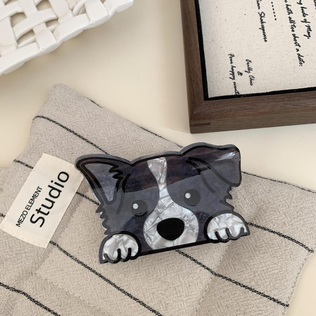 YHJ Golden Retriever Corgi Acrylic Hair Clip - Cute Animal Claw Clip for Updos & Ponytails.