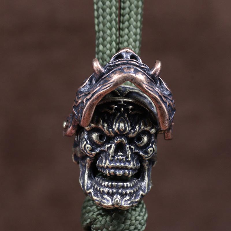Openable Bucktooth Mask Gabala Skull Brass Knife Beads EDC Outdoor DIY Paracord Woven Lanyard Pendants Bracelets Accessories