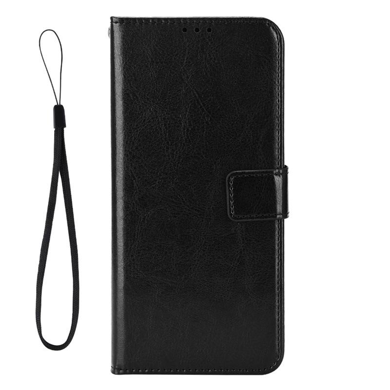 Чехол-книжка из кожи для Nokia C21 с отделением для карт и шнурком - узор Crazy Horse