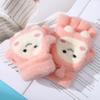Autumn and Winter New Cute Girl Dumpling Flip Gloves Fresh and Sweet Versatile Thickened Plush Half-finger Gloves