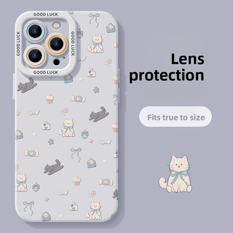 Чехол для телефона Cat Apple 16 15 Pro Max Новая модель для женщин 14 Plus Девичий 13 Pro Милый 12 Защитный чехол