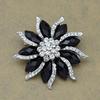 Women's Xmas Gift Blossom Flower Brooch Black Collar Pin