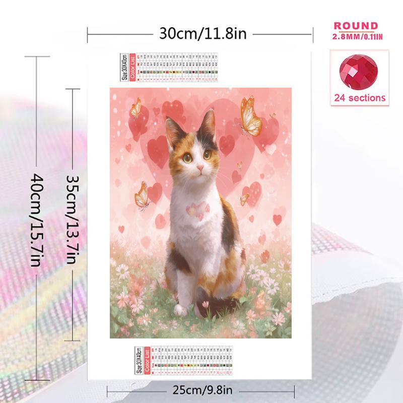 Pink calico cat Pattern 3pcs 100% Round Full Drill 5D DIY Diamond Painting Embroidery Cross Stitch Rhinestone Décor