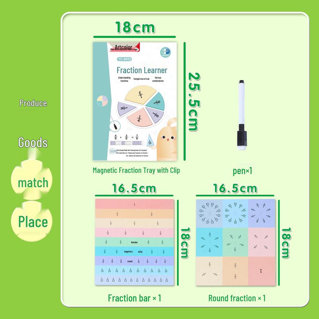 Magnetic Fraction Learning Board: Grades 3-5 Fraction Recognition & Operations Tool