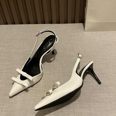 2025 ранняя весна новые продукты полые туфли-лодочки женские туфли с бантом заостренный высокий каблук темперамент тонкий каблук сандалии женские