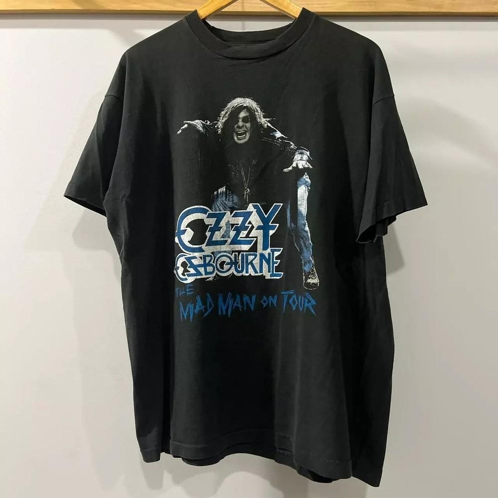 Ozzy Osbourne Mad Man On Tour Merch 19811982 Black T shirt Remake S5XL Unisex T-Shirt