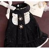 European Elegant Classic Black Pearl Pet Princess Dress - Light Luxury Fleece-Lined Winter Outfit for Small Dogs Chihuahua