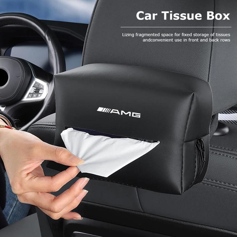 Car Tissue Storage Bag Sun Visor Seat Back Paper Towel Organizer For Mercedes Benz AMG W204 W205 W203 W211 W212 W210 W169 W206