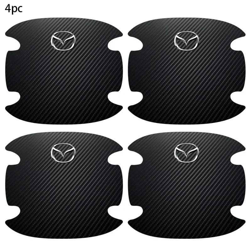 4 шт. Защитная наклейка на углубление дверной ручки автомобиля, защитная пленка для ручки двери, углеродное волокно, для Mazda 3 6 Atenza Axela Demio CX3 CX5 MP MS RX8
