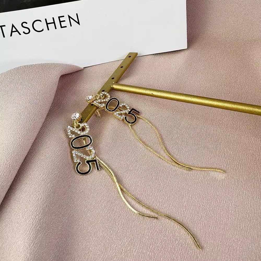 Серьги Digital 2025 демонстрируют темперамент, бахромчатая линия ушей с бриллиантами, изысканные и универсальные аксессуары