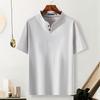 Мужская футболка-henley из чистого хлопка, свободная, с коротким рукавом