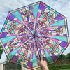 Church Retro Transparent Large Umbrella Stained Glass Transparent Umbrella Automatic Romantic Sunny Dual Use Of Rain And Light