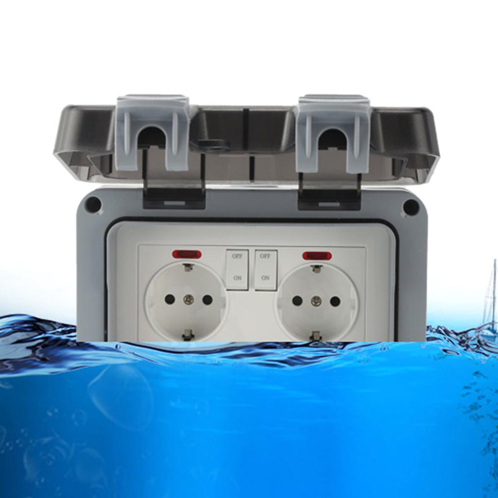 Европейская стандартная всепогодная уличная розетка с запираемой крышкой Всепогодная штепсельная розетка для сада, кухни, гаража