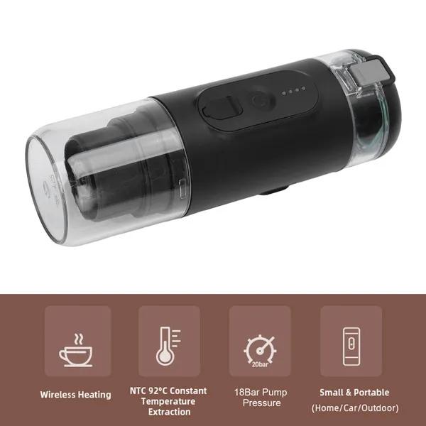 2 в 1 Портативная кофемашина с зарядкой через USB, дорожная кофеварка, ручная кофеварка E Spresso для уличного автомобиля, офиса