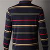 Men's Spring Autumn New Striped Long Sleeve Pockets Button Tees Turn-down Collar Pullover Business Casual Loose Tops