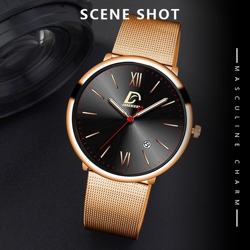 Stylish Simple Men's Watch Stainless Steel Calendar Watch Men's Student Watch Sports Watch