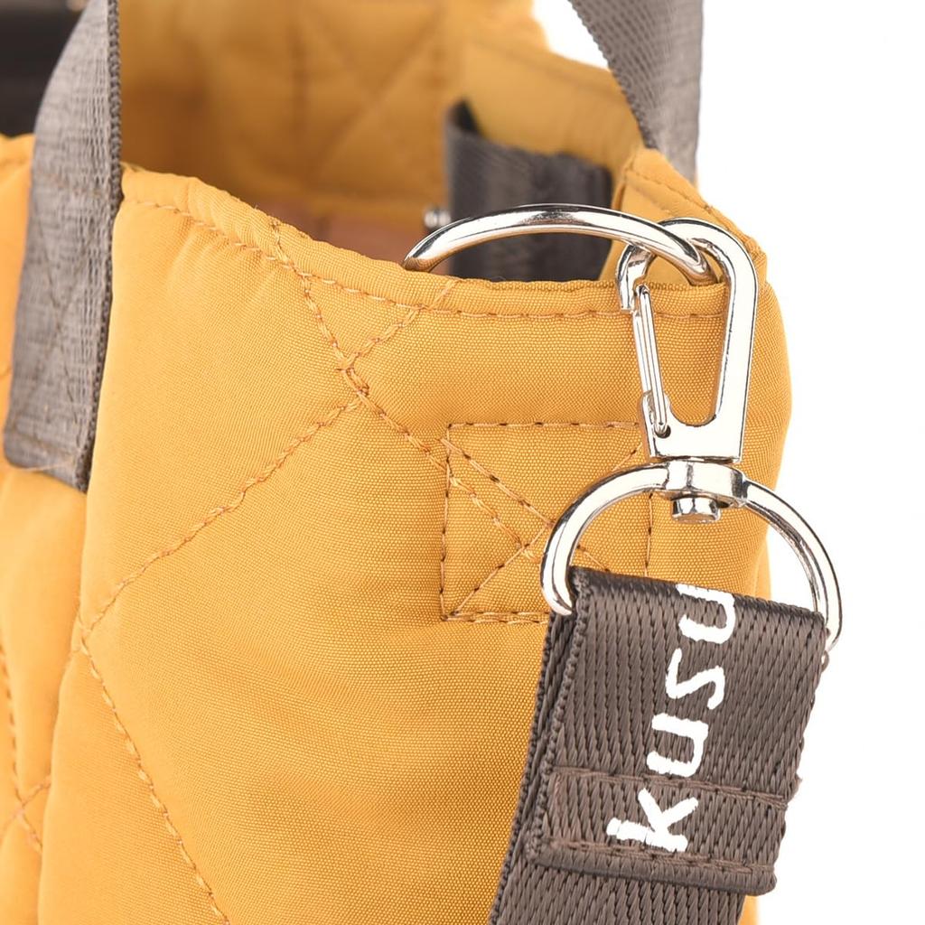 [Kusuguru Japan] Водоотталкивающая стеганая полиэстеровая сумка-тоут, 2-в-1, женская, горчичного цвета