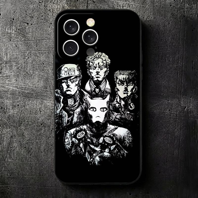 JoJo Adventure Killer Queen Soft Phone Case for iPhone 16 16E 17 Air 15 Pro Max 14 Plus 13 Mini 11 12 7 Black Cover Back Shell