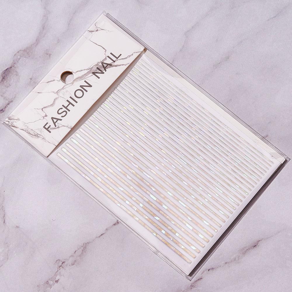 1 шт., серебряные, золотые линии, полосы, 3D наклейки для ногтей, геометрические волнистые звезды, сердце, самоклеющиеся слайдеры, бумага, переводные наклейки для дизайна ногтей