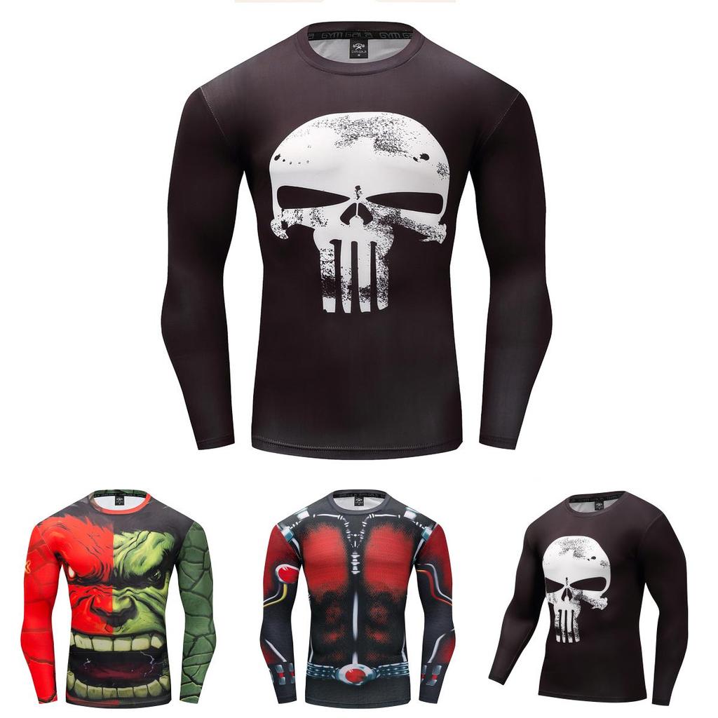 Stylish And Comfortable Men T-shirt Long Sleeve Super Hero Compression Sport 3d Fitness Cycling Shirt