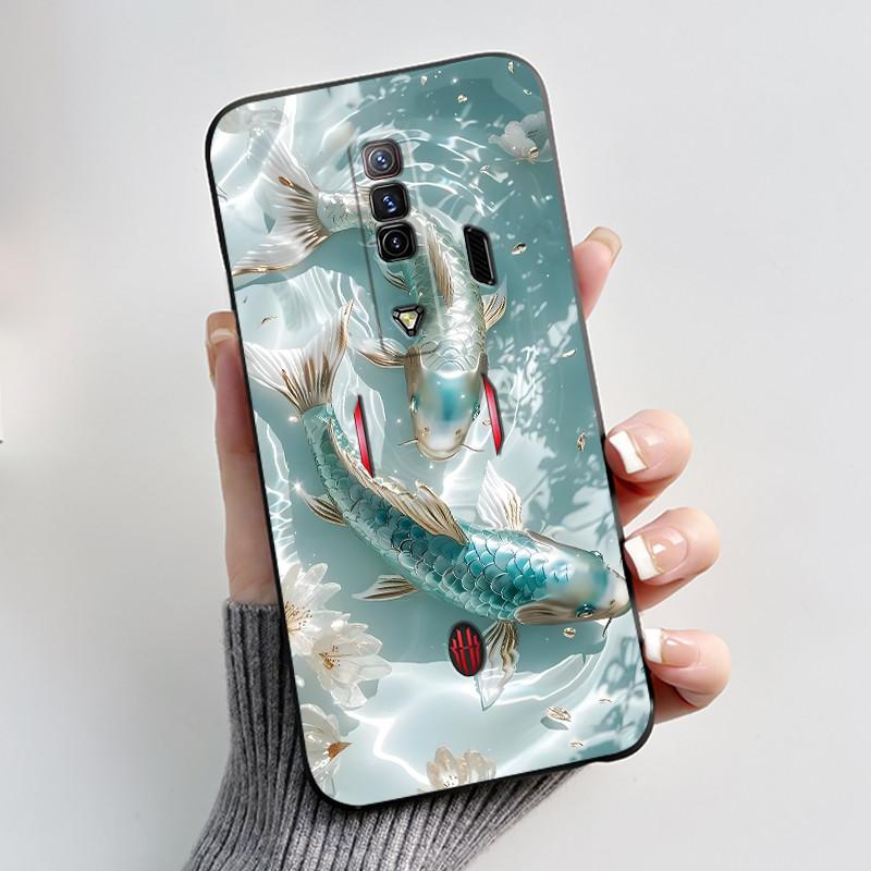 Чехол для Red Magic 7 NX679J Чехол для Nubia Red Magic 7S Задняя крышка Милый Кролик с Сердечками Черный Мягкий ТПУ Чехол для Телефона Оболочка для RedMagic 7 7S