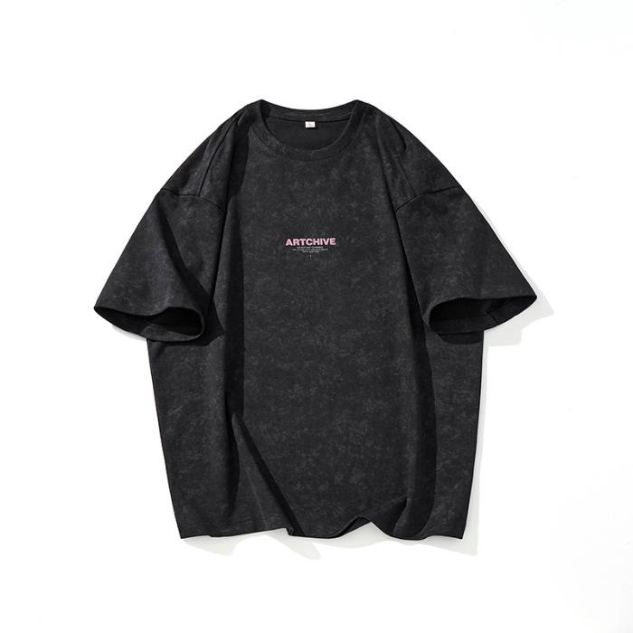 Pure Cotton Short-sleeved T-shirt Men's Summer New American Retro Printed Loose Large-size Top