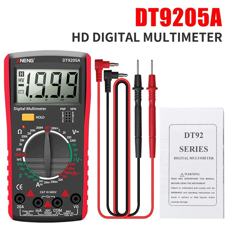 Dt9205A Digital Multimeter True Rms Professional /Dc Current Tester Capacitor Voltage Meter Detector Tools
