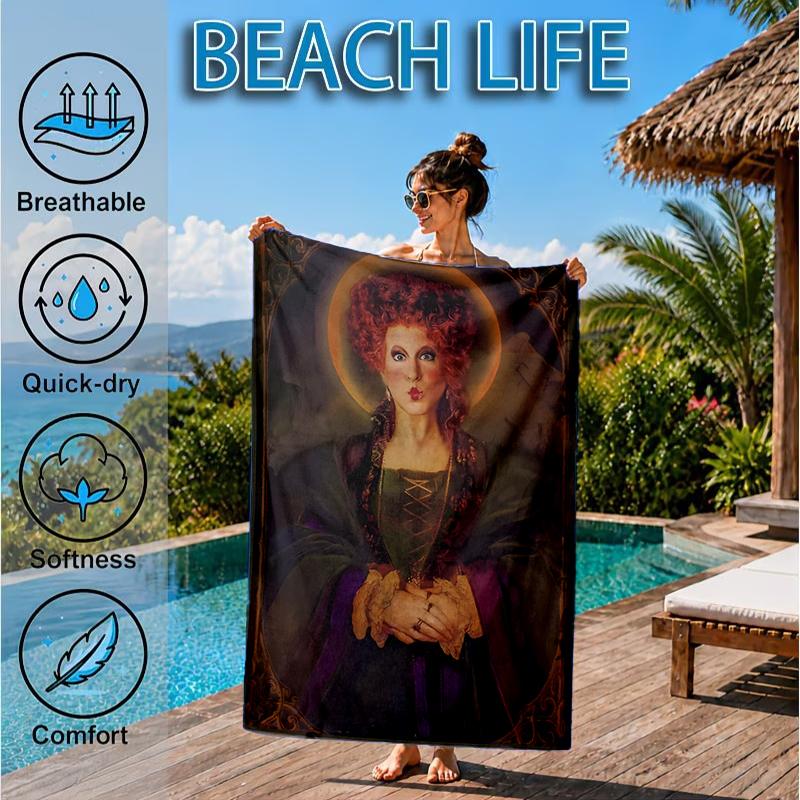 Hocus witch Halloween Magic Beach Towel, Microfiber Beach Towel, Perfect For Pool, Beach, Travel, Home Decor Beach Party Fan gifts
