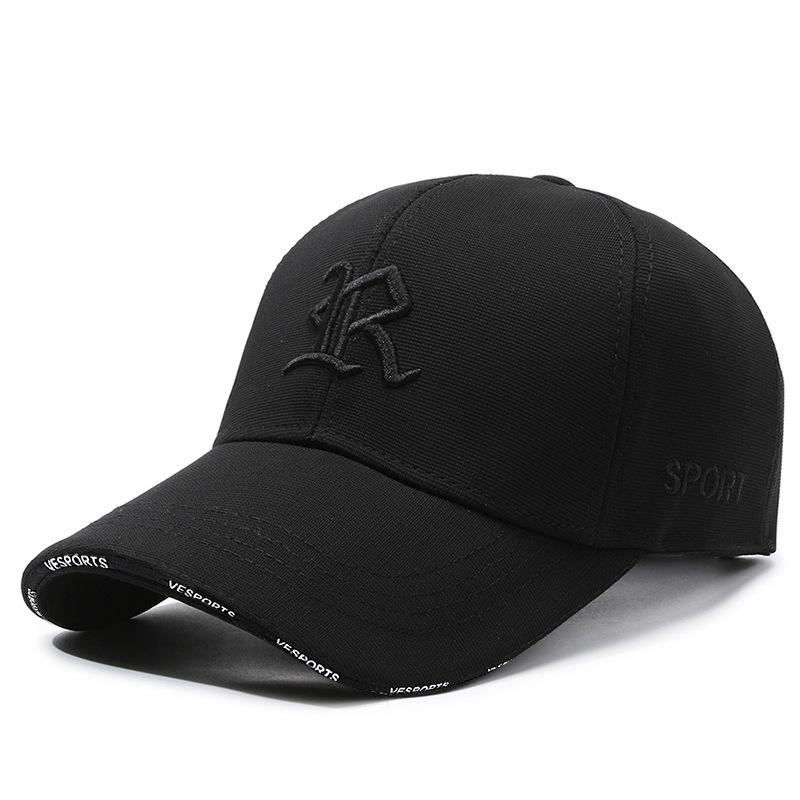 Spring New Embroidered Three-dimensional R Letter Hat Men's and Women's Youth Casual Simple and Versatile Hard Top Curved Brim Baseball Cap