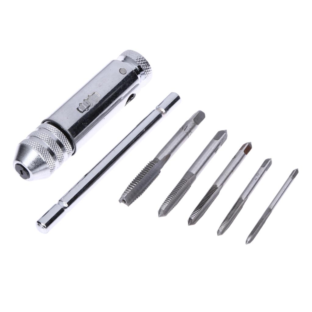 Upgraded T-Handle Ratchet Tap Holder Wrench Adjustable with M3-M8 Metric Tread Tap Manual Tapping Accessories Alloy