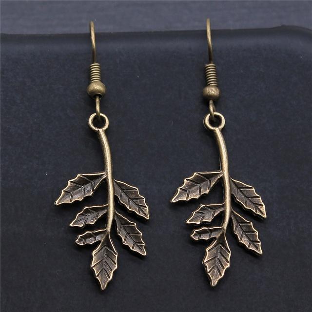 Винтажные простые старинные серебряные серьги-подвески в виде ветки клевера для женщин и девушек в подарок