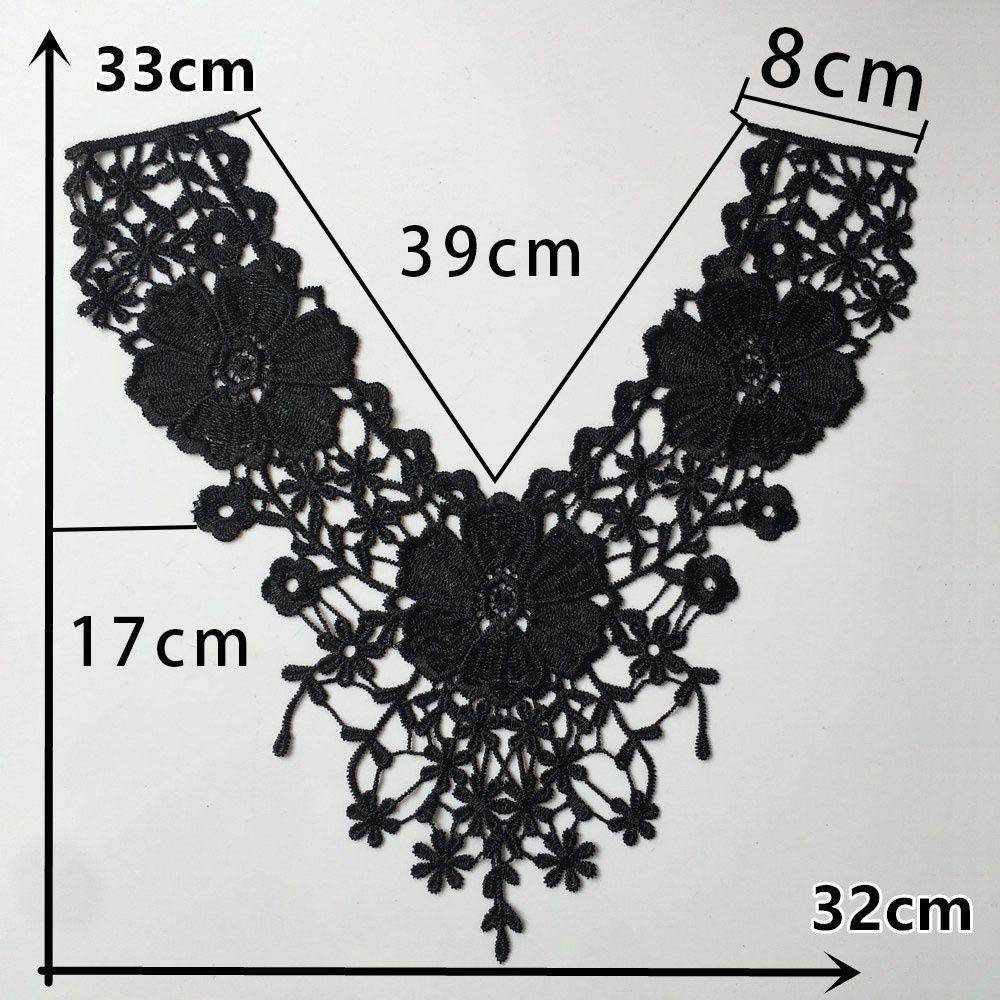 Black & White Polyester Embroidered Lace Collar for DIY Cheongsam Dress Crafting